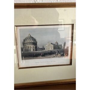 🖼️Pisa Italy Vintage Framed Architecture Landscape Engraving Wall Art Print🖼️